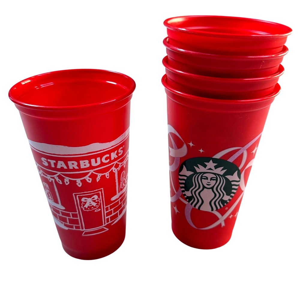 Starbucks 2021 Holiday Collectible Cups Set 5 Red 16oz 50 Years Festive Coffee